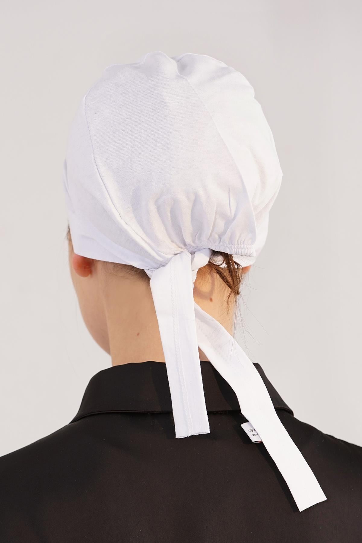 Loryan Dikişli Penye Bone - %100 Pamuk Örme Penye İç Bone 4315 Beyaz