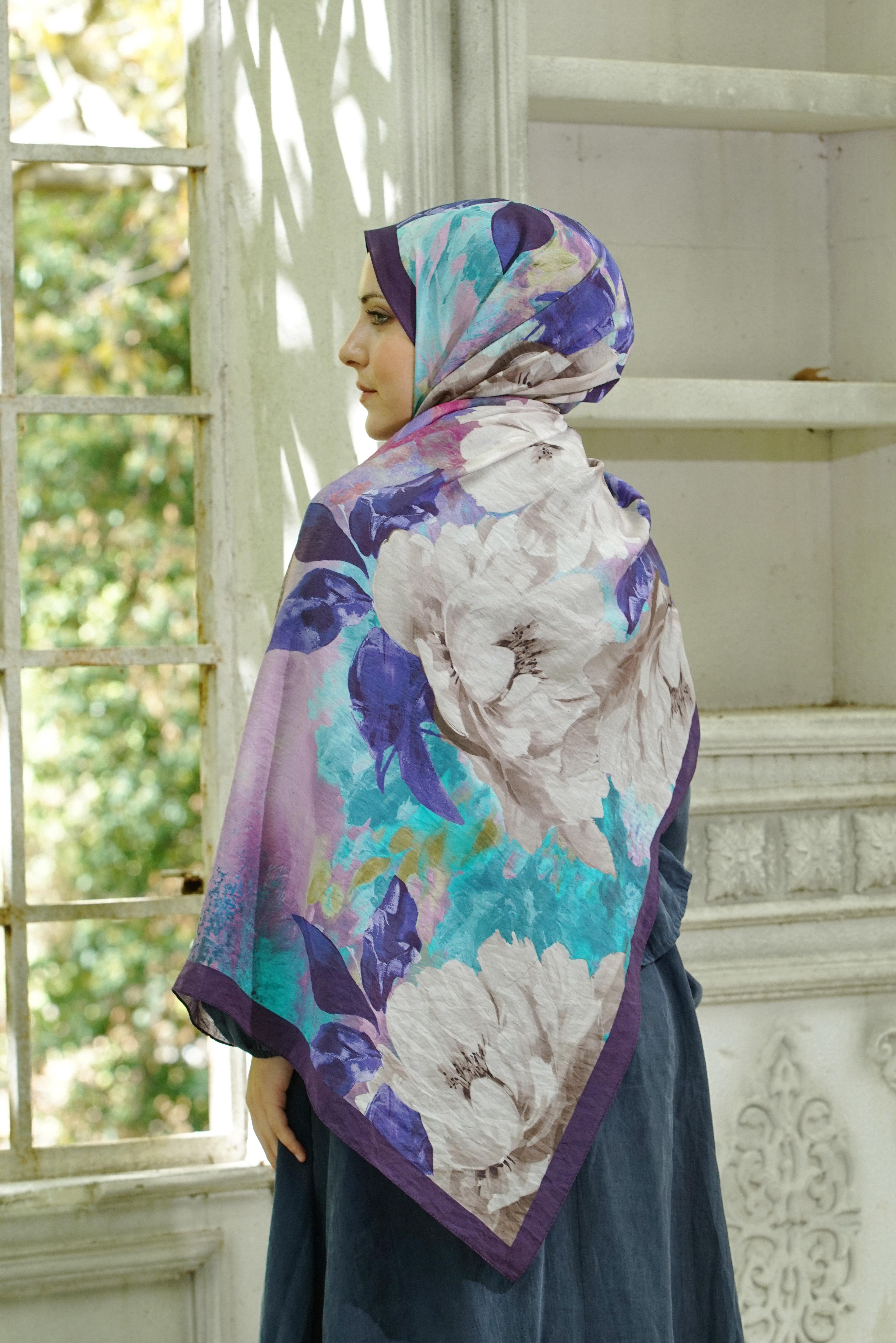 Loryan Scarf Dıamond Anna Şal - Lacivert/Lila