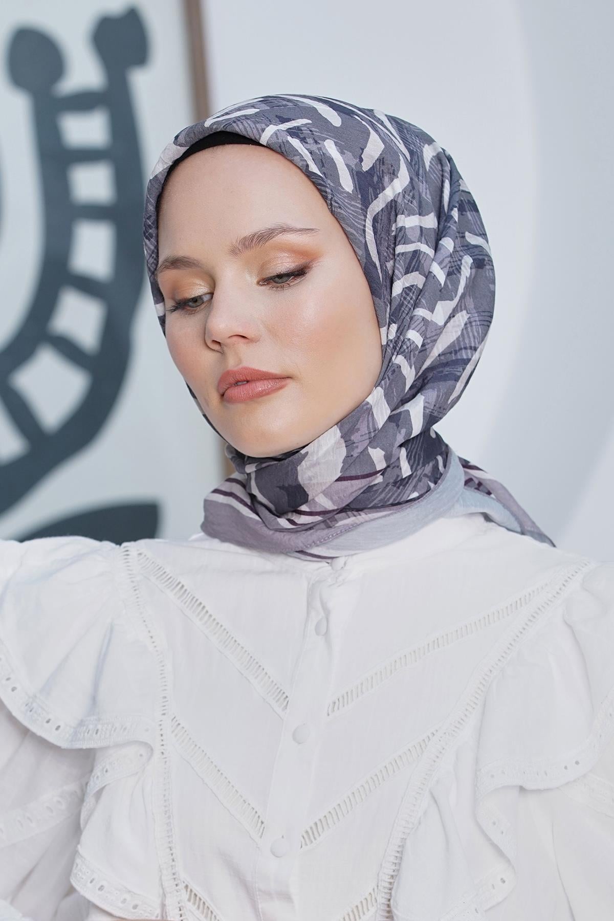 Loryan Scarf Diamond Eşarp - Diamond Arte İpeksi Eşarp 4287 Gri