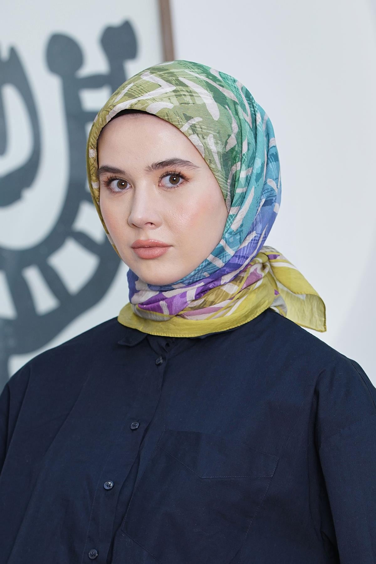 Loryan Scarf Diamond Eşarp - Diamond Arte İpeksi Eşarp 4287 Hardal