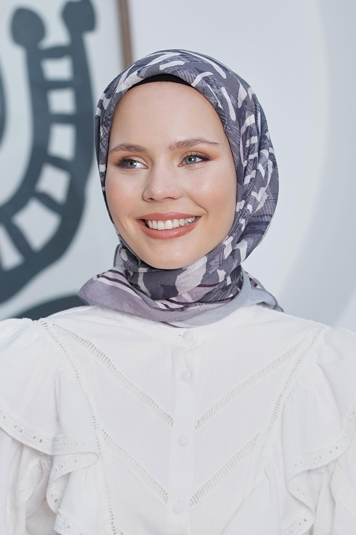 Loryan Scarf Diamond Eşarp - Diamond Arte İpeksi Eşarp 4287 Gri