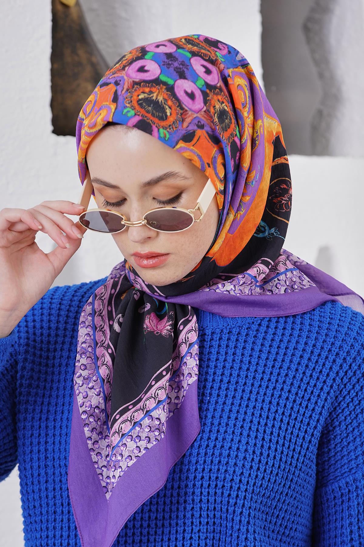 Loryan Scarf Diamond Eşarp - Diamond Diya İpeksi Eşarp 4317 Mürdüm