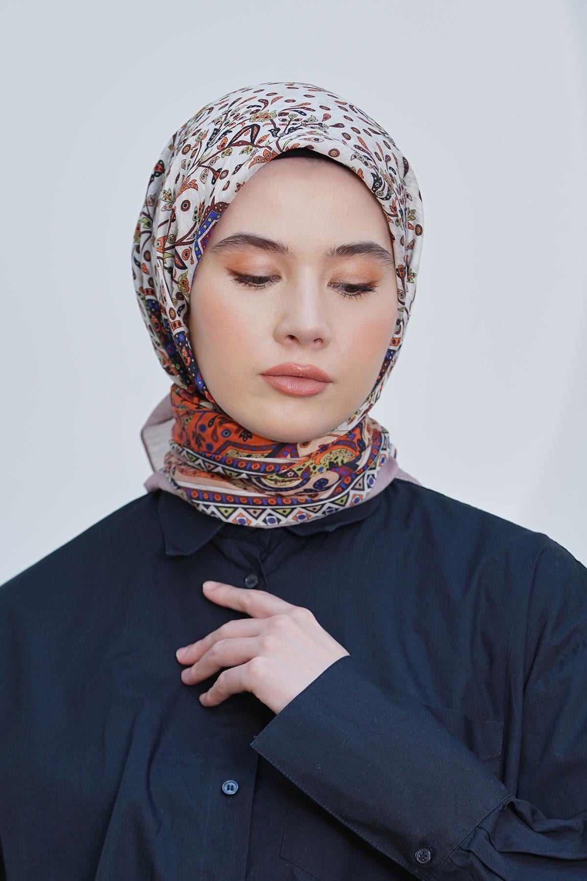 Loryan Scarf Diamond Eşarp - Diamond Harmony İpeksi Eşarp 4295 Somon