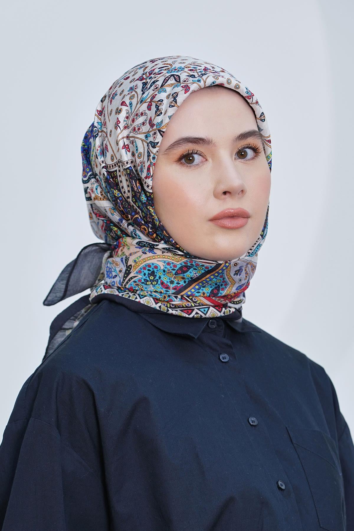 Loryan Scarf Diamond Eşarp - Diamond Harmony İpeksi Eşarp 4295 Siyah