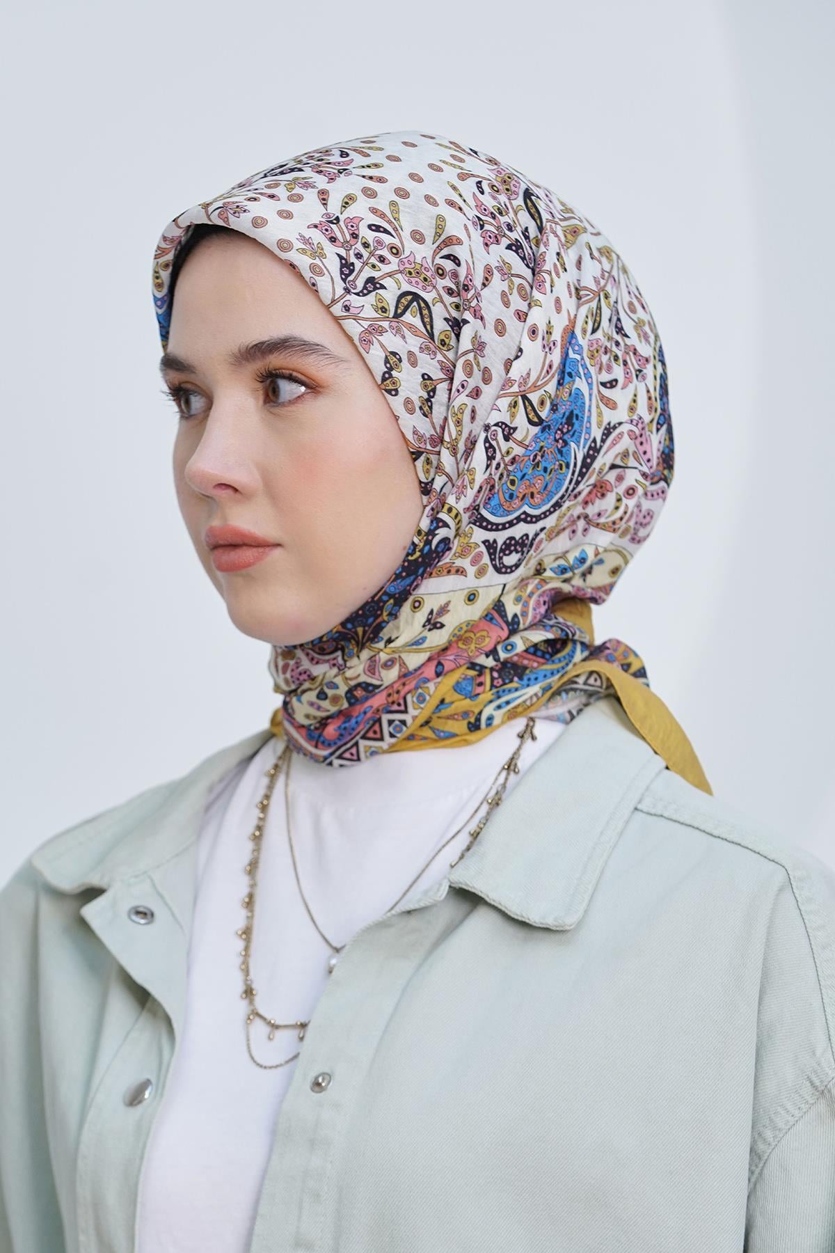 Loryan Scarf Diamond Eşarp - Diamond Harmony İpeksi Eşarp 4295 Hardal