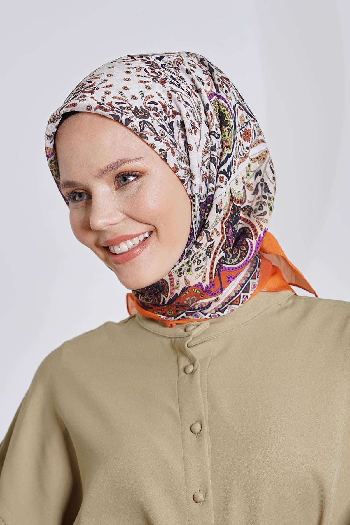 Loryan Scarf Diamond Eşarp - Diamond Harmony İpeksi Eşarp 4295 Orange
