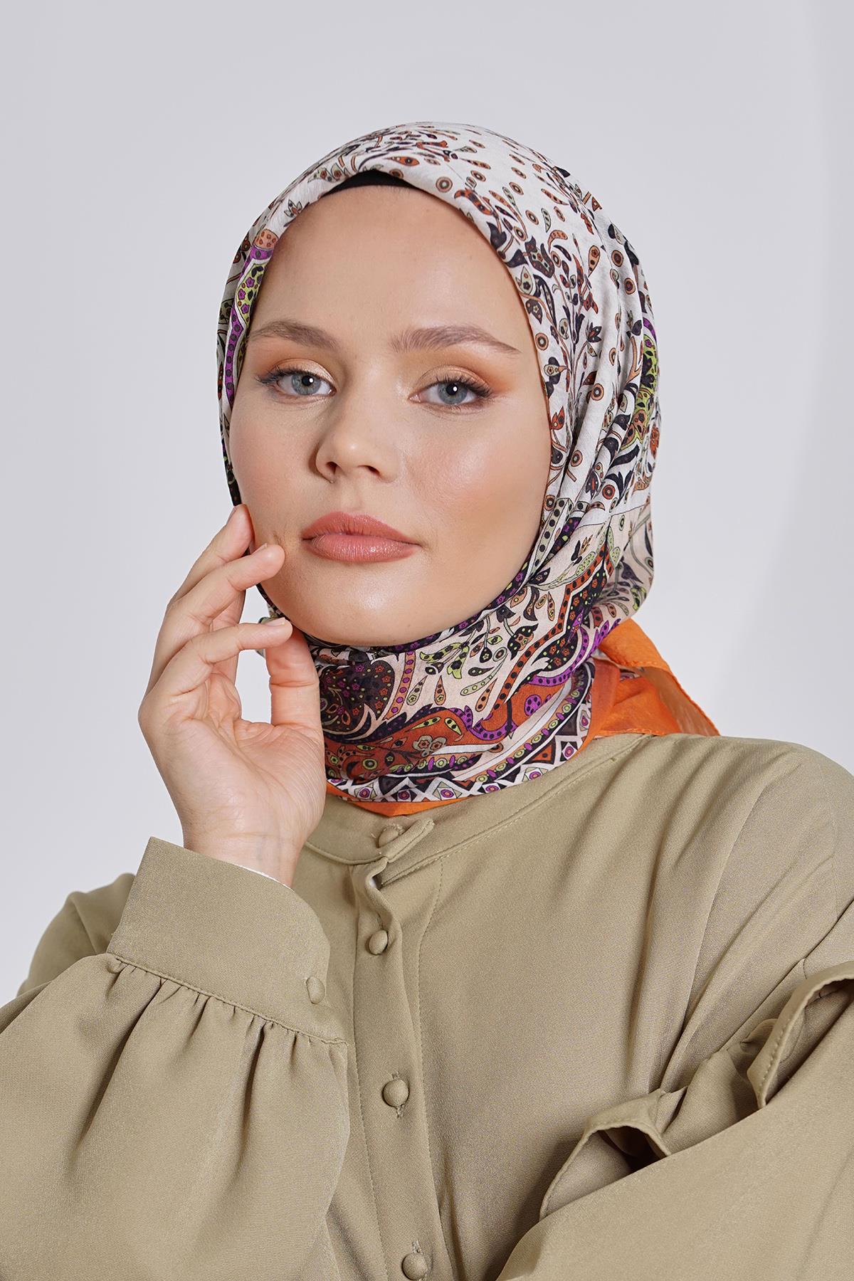 Loryan Scarf Diamond Eşarp - Diamond Harmony İpeksi Eşarp 4295 Orange