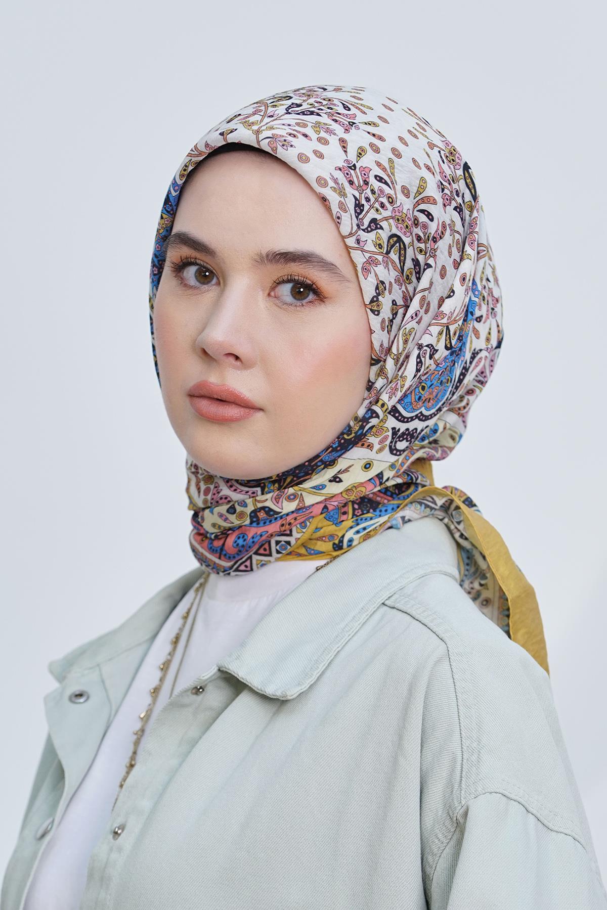 Loryan Scarf Diamond Eşarp - Diamond Harmony İpeksi Eşarp 4295 Hardal