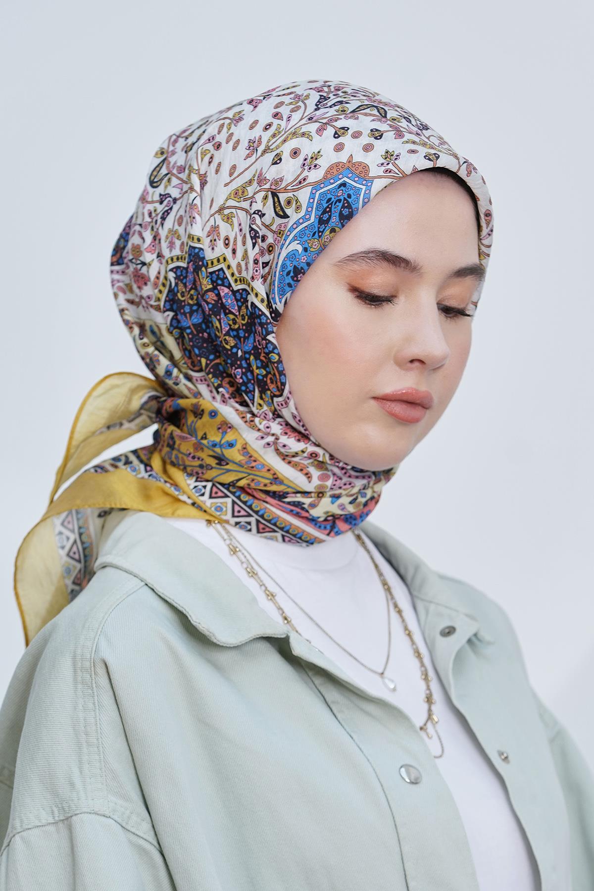 Loryan Scarf Diamond Eşarp - Diamond Harmony İpeksi Eşarp 4295 Hardal