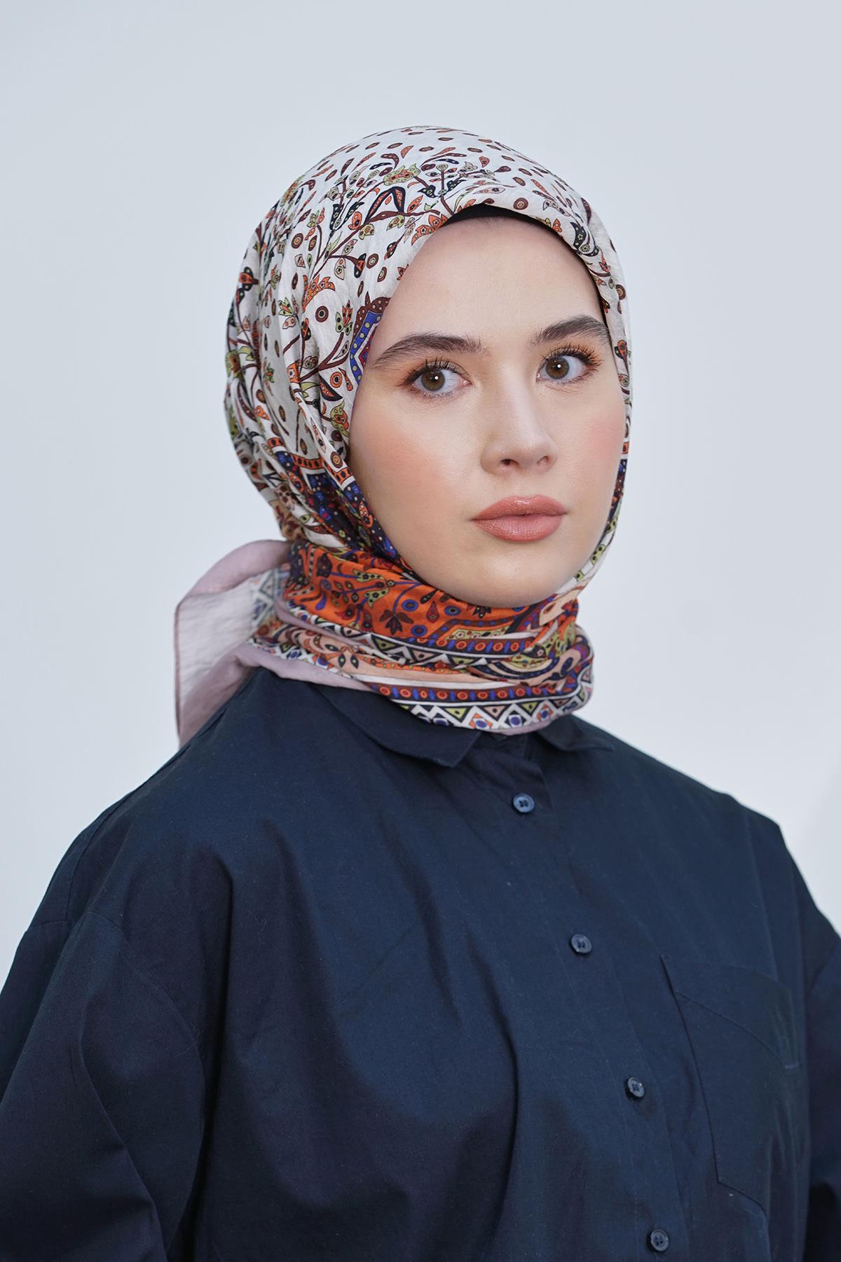 Loryan Scarf Diamond Eşarp - Diamond Harmony İpeksi Eşarp 4295 Somon