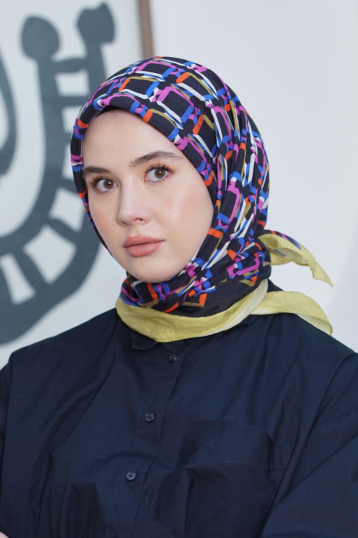 Loryan Scarf Diamond Eşarp - Diamond Plaid İpeksi Eşarp 4296 Fıstık Yeşili