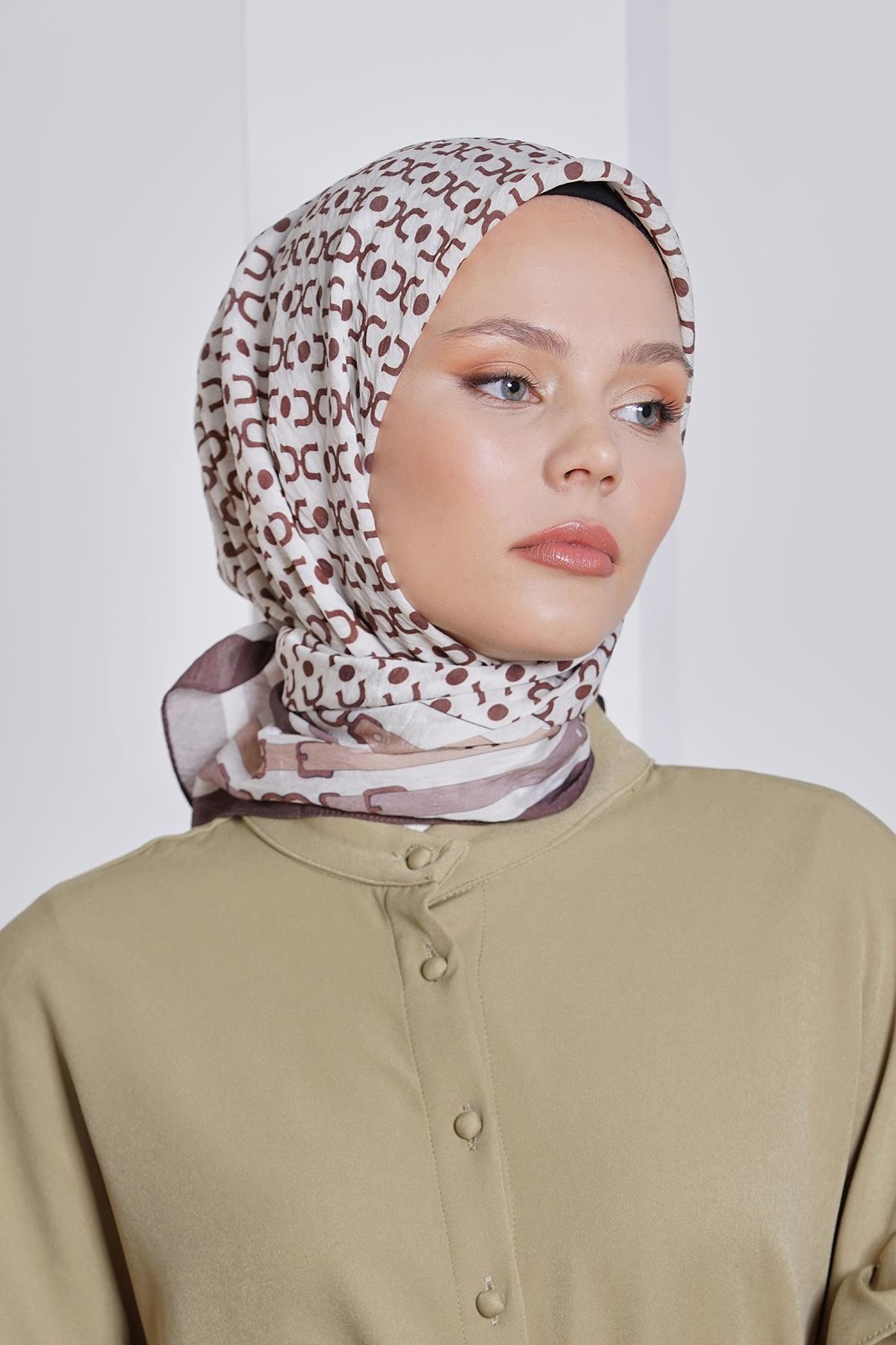 Loryan Scarf Diamond Eşarp - Diamond Royal İpeksi Eşarp 4283 Kahve