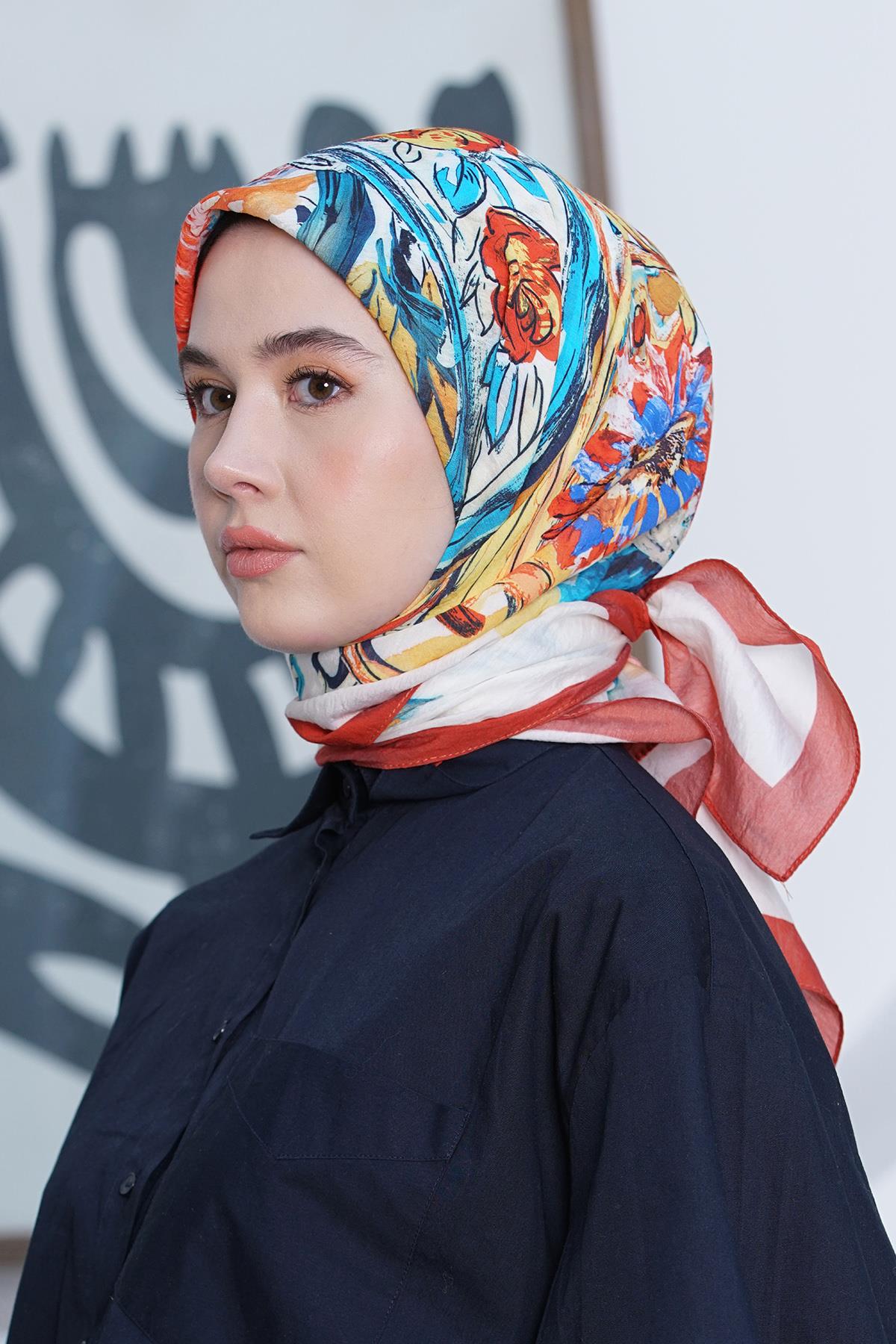 Loryan Scarf Diamond Eşarp - Diamond Roza İpeksi Eşarp 4286 Bordo