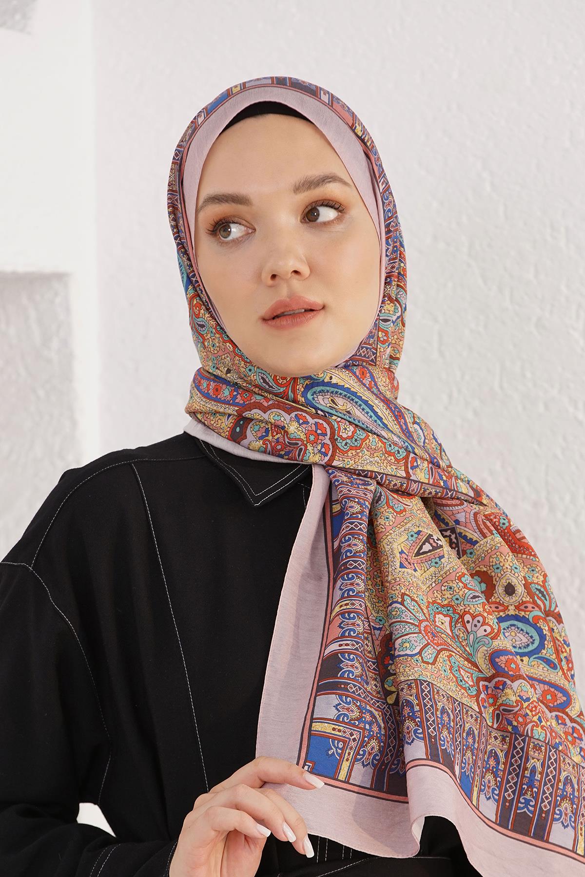Loryan Scarf Diamond Şal - Diamond Harmony İpeksi Şal 4281 Somon