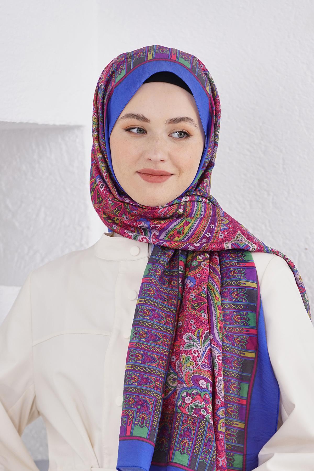 Loryan Scarf Diamond Şal - Diamond Harmony İpeksi Şal 4281 Saks