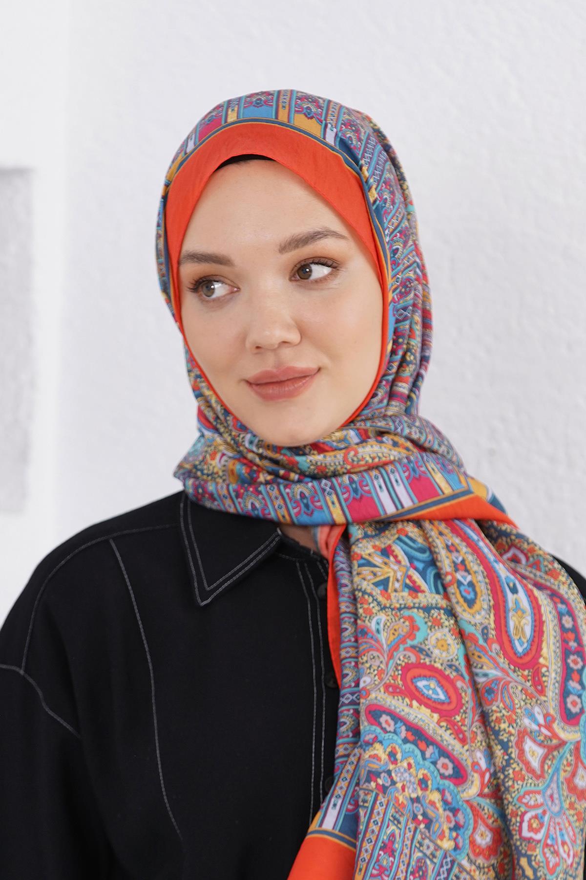 Loryan Scarf Diamond Şal - Diamond Harmony İpeksi Şal 4281 Mercan