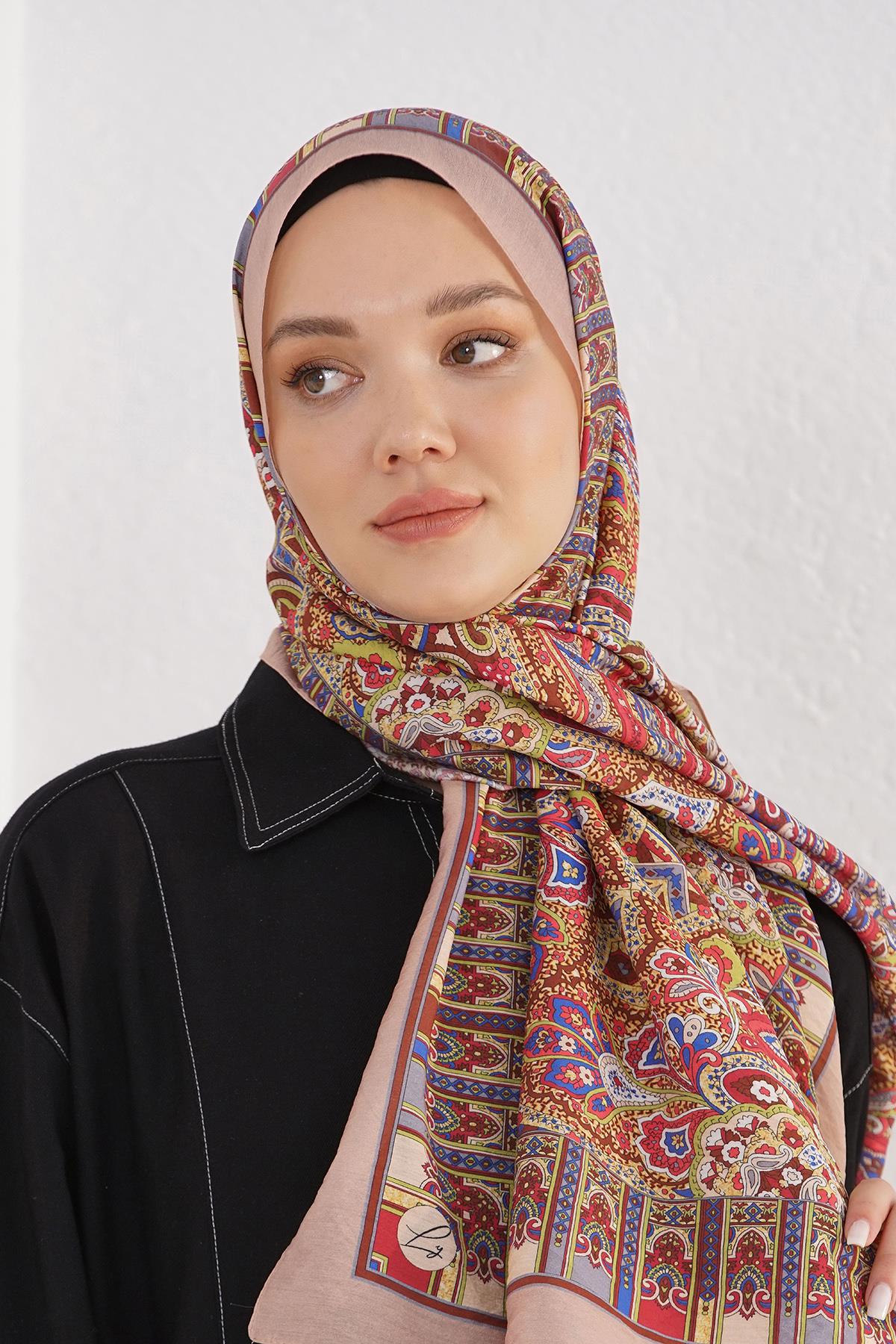 Loryan Scarf Diamond Şal - Diamond Harmony İpeksi Şal 4281 Bej