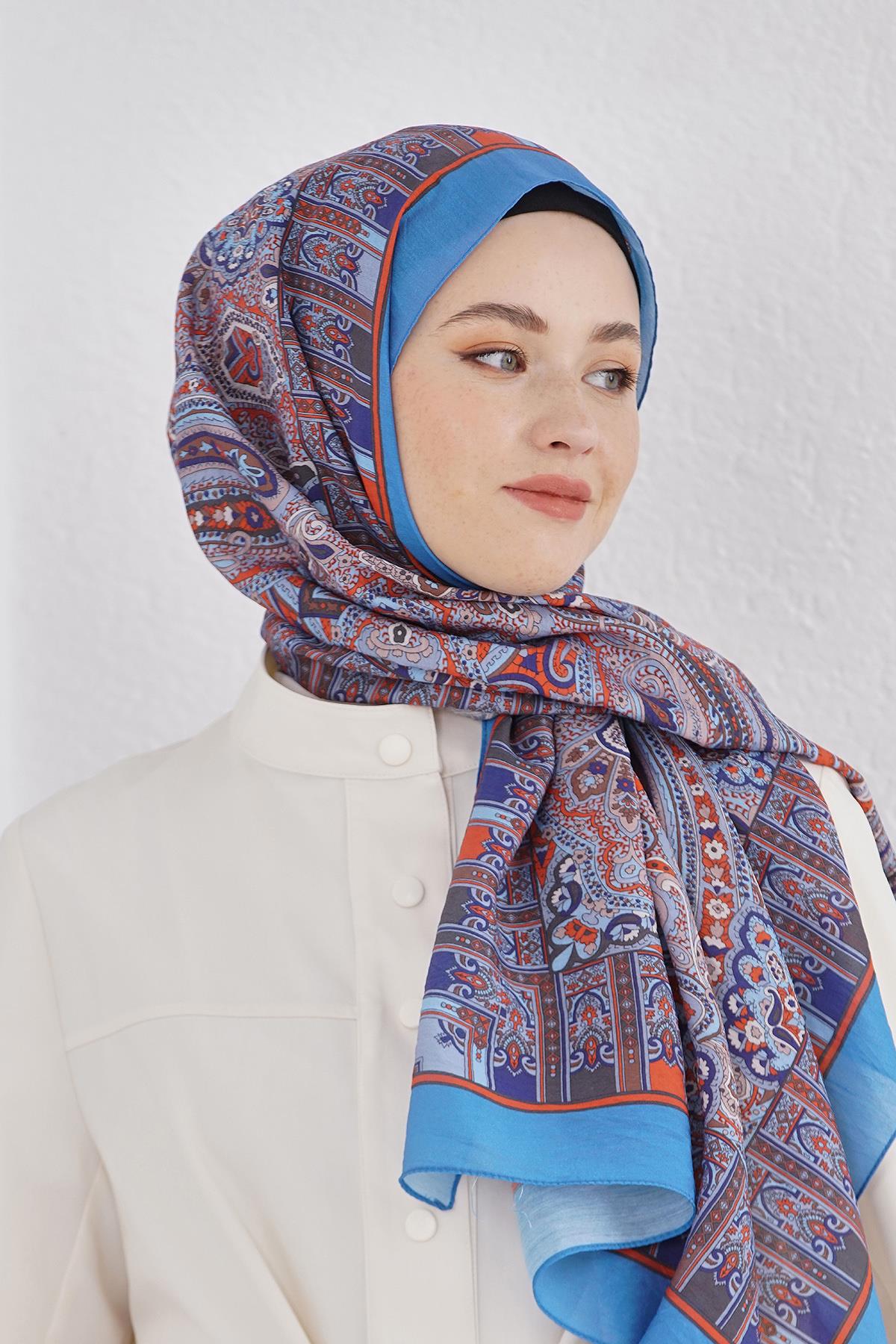 Loryan Scarf Diamond Şal - Diamond Harmony İpeksi Şal 4281 İndigo