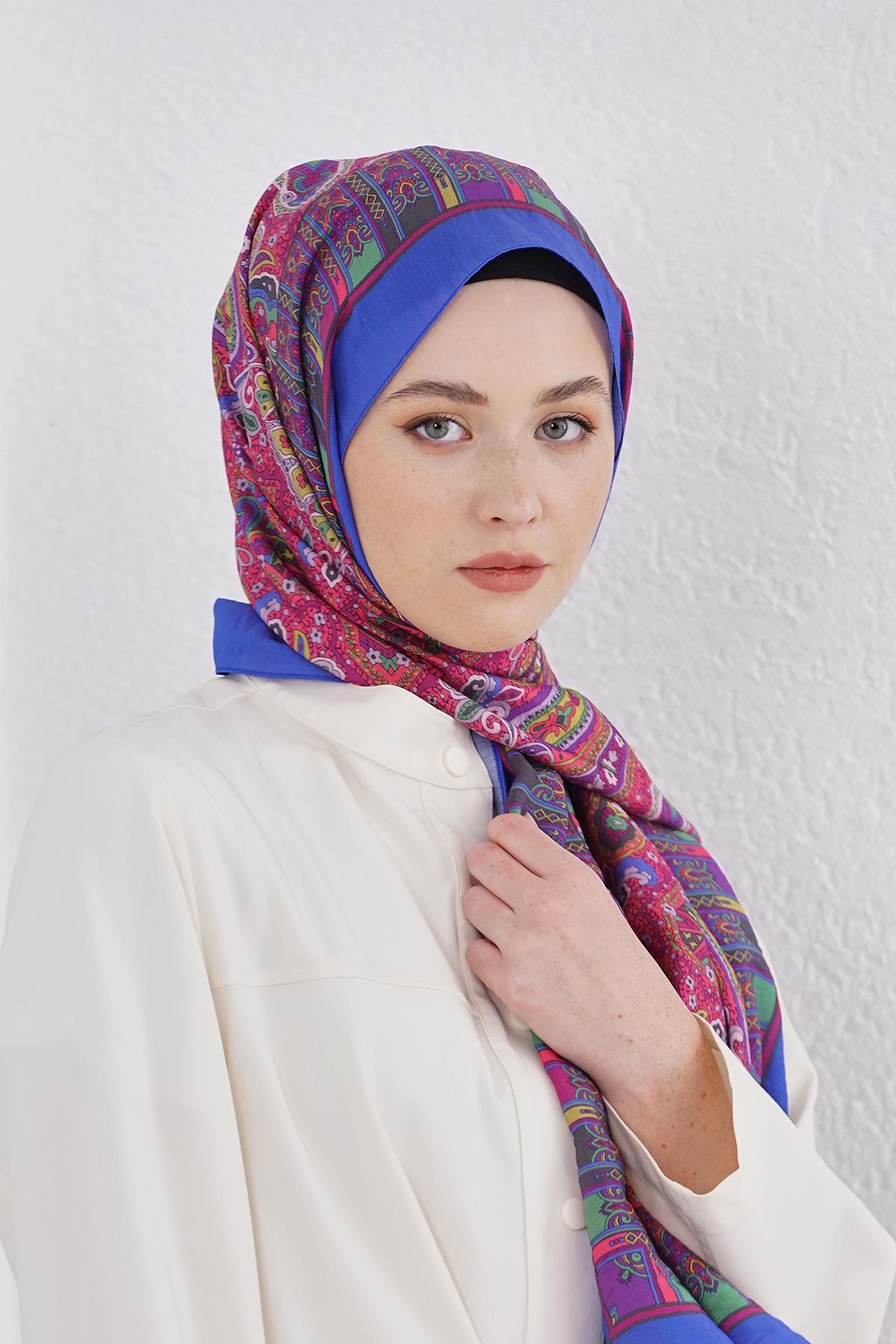 Loryan Scarf Diamond Şal - Diamond Harmony İpeksi Şal 4281 Saks