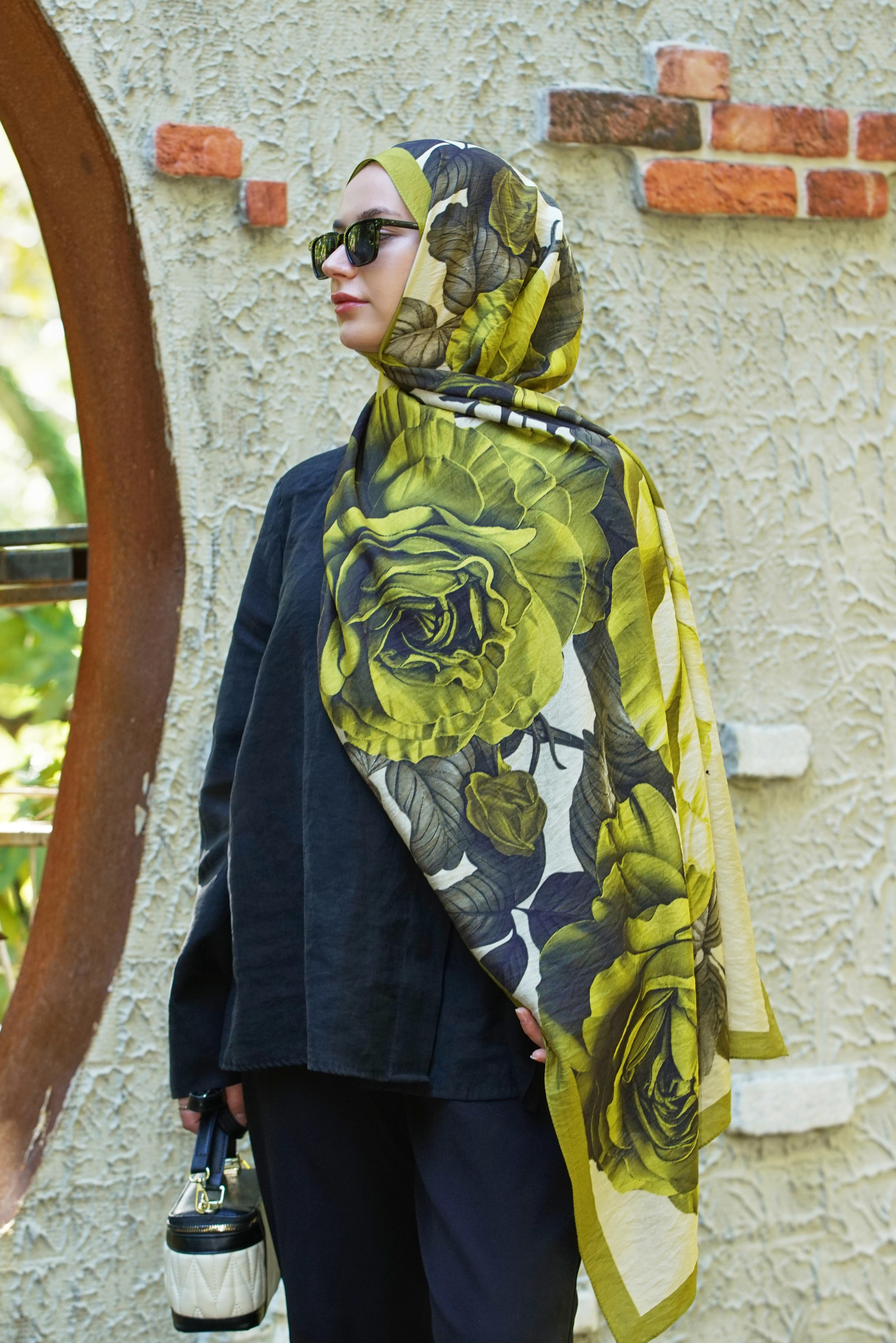 Loryan Scarf Dıamond Dina Şal - Yağ Yeşili