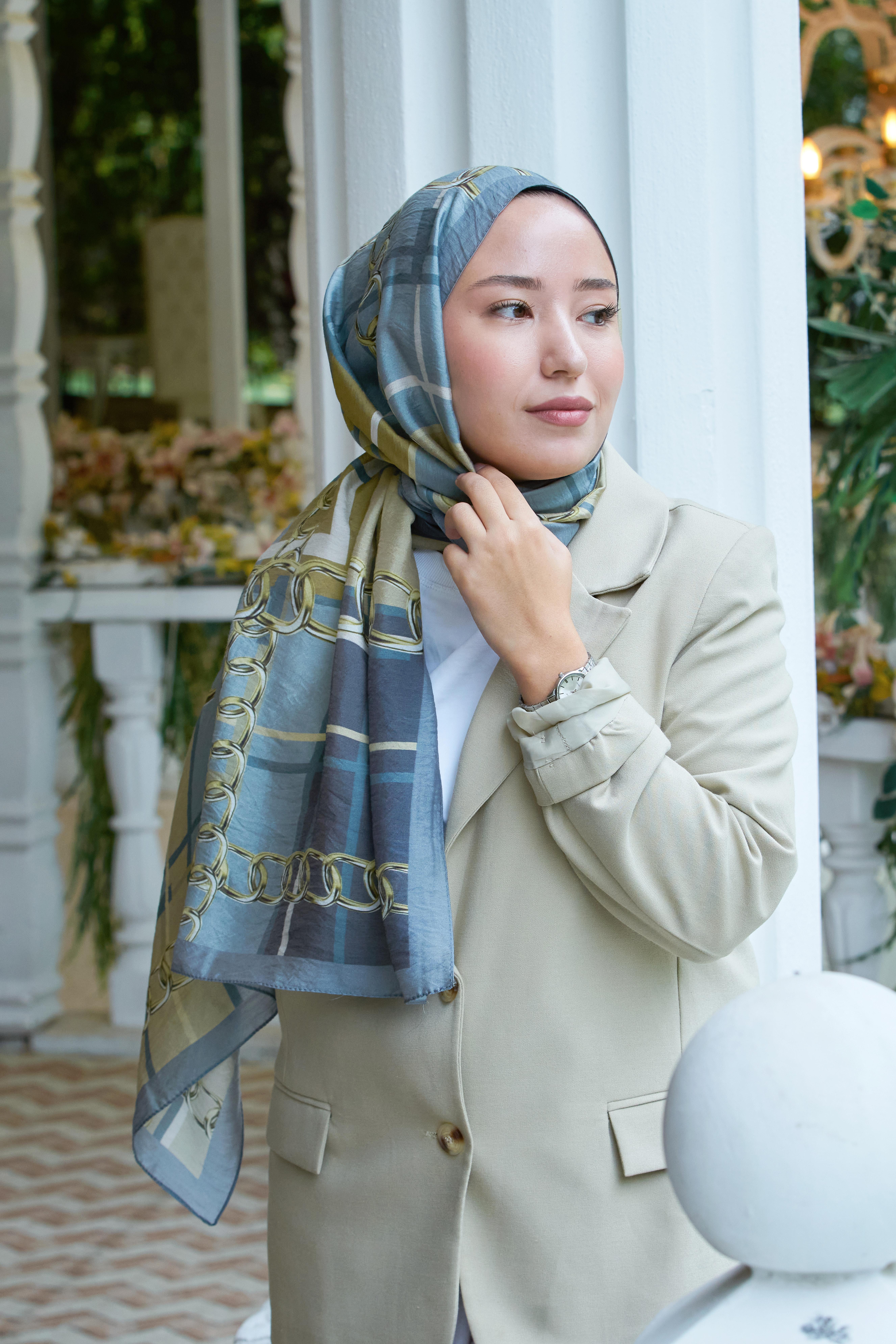 Loryan Scarf Dıamond  Ekose Zincir Şal - Antrasit