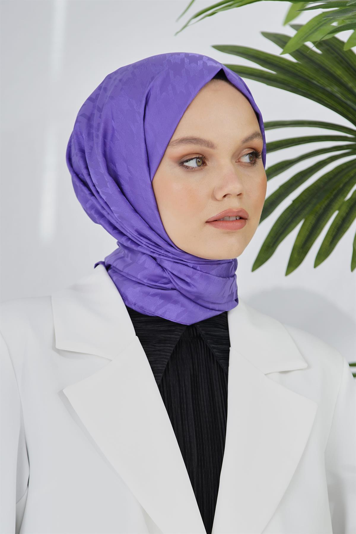 Loryan Scarf Floş Jakar Serisi Kazayağı Desenli Şal Very Peri