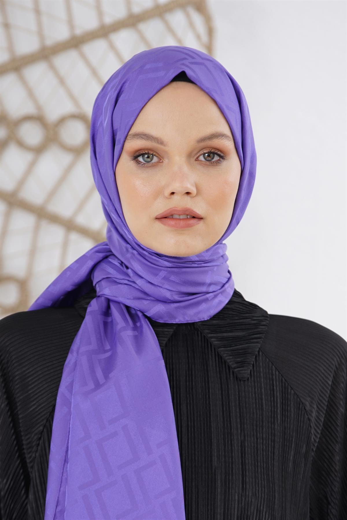 Loryan Scarf Floş Jakar Serisi Logo Desen Şal Very Peri