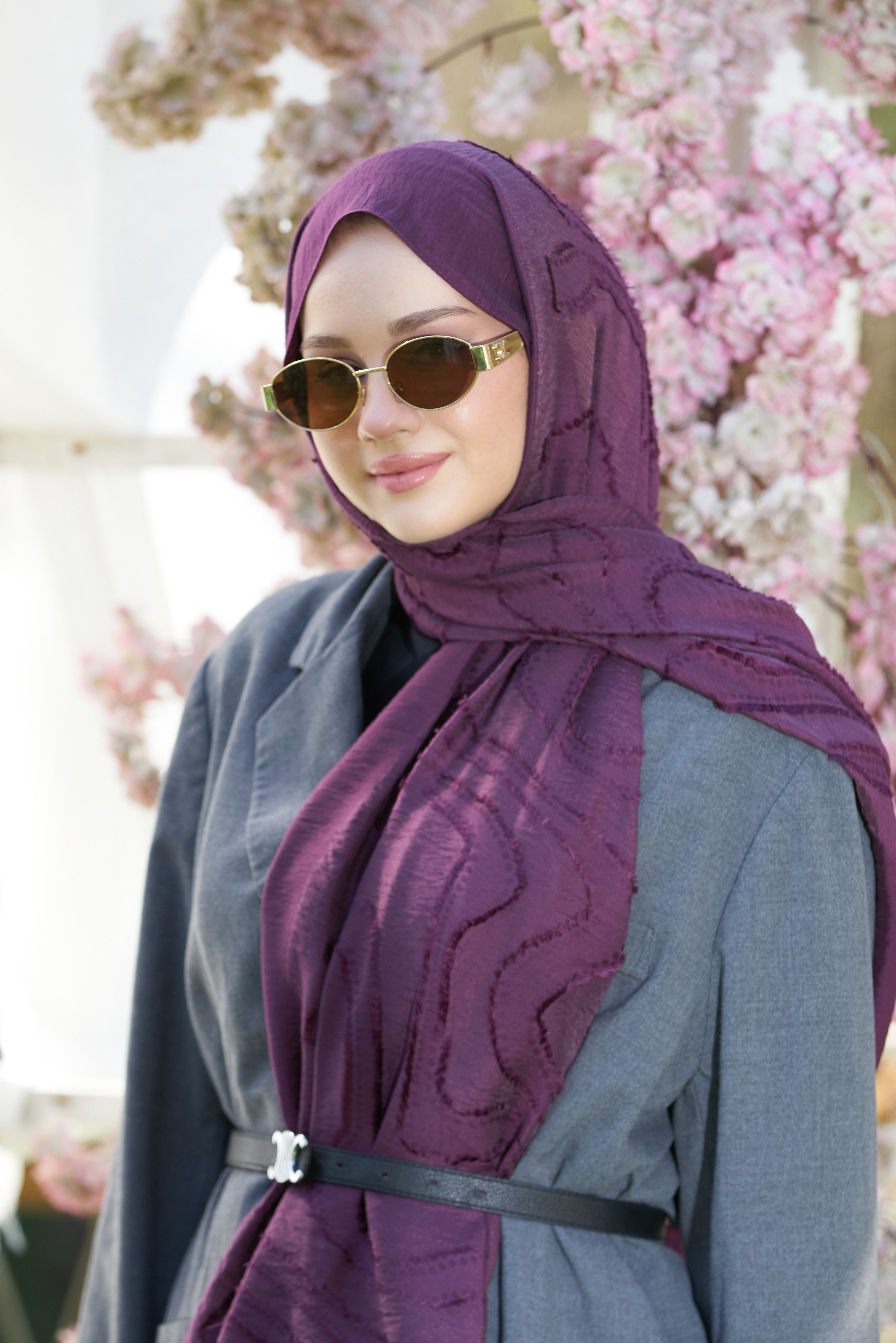 Loryan Scarf Lavin Girdap Şal - Mürdüm