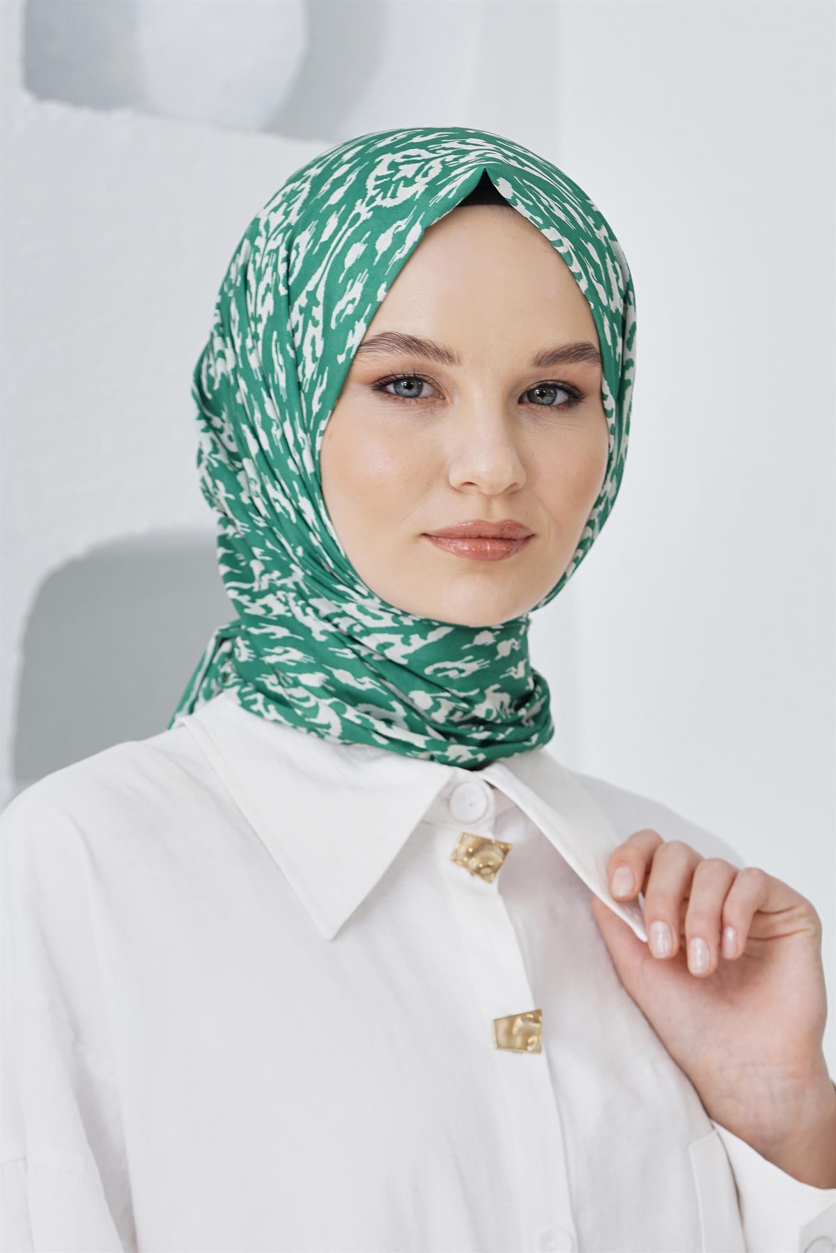 Loryan Scarf Linen Keten Karışımlı Pamuklu Çini Desenli Şal Benetton