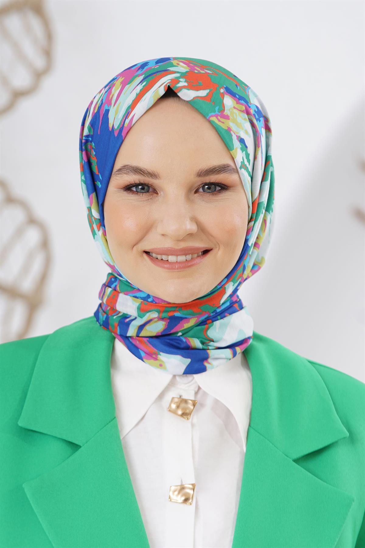 Loryan Scarf Linen Keten Karışımlı Pamuklu Zambak Desenli Şal Benetton