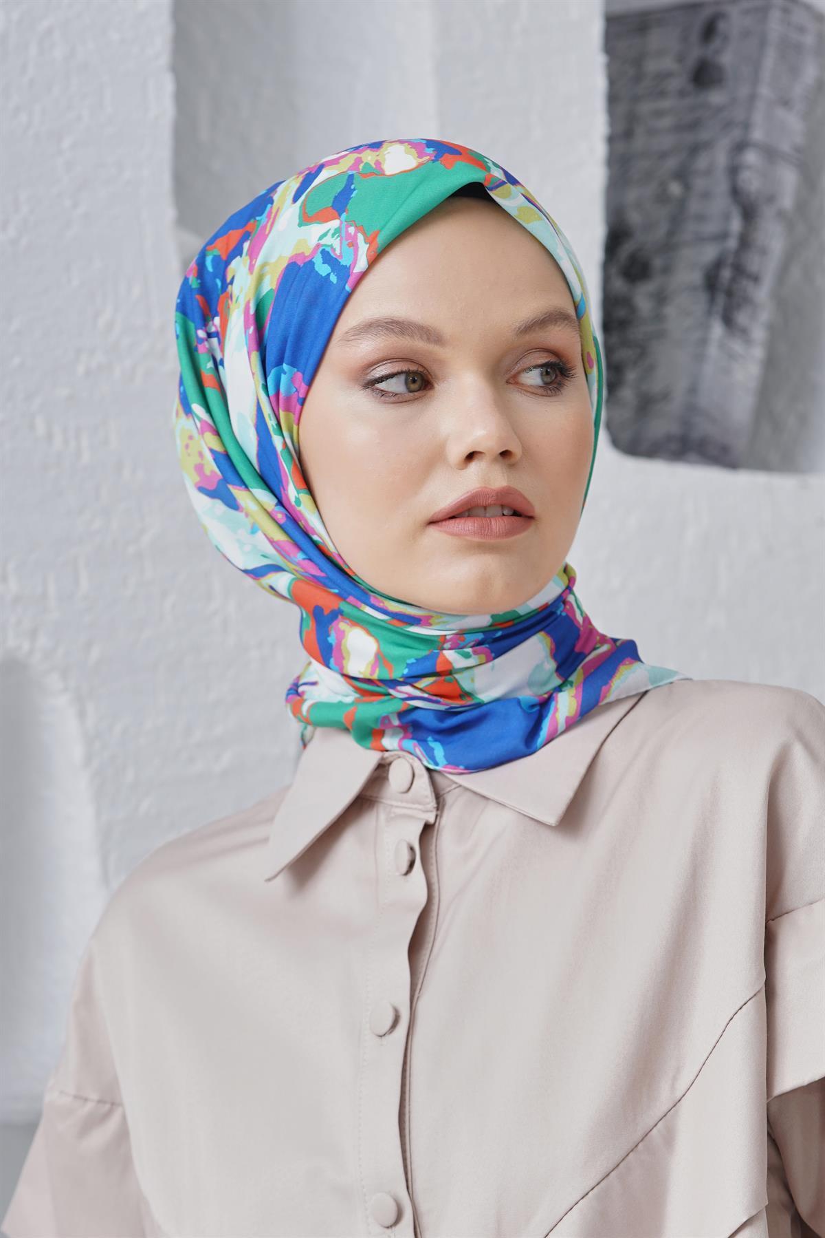 Loryan Scarf Linen Keten Karışımlı Pamuklu Zambak Desenli Eşarp Benetton