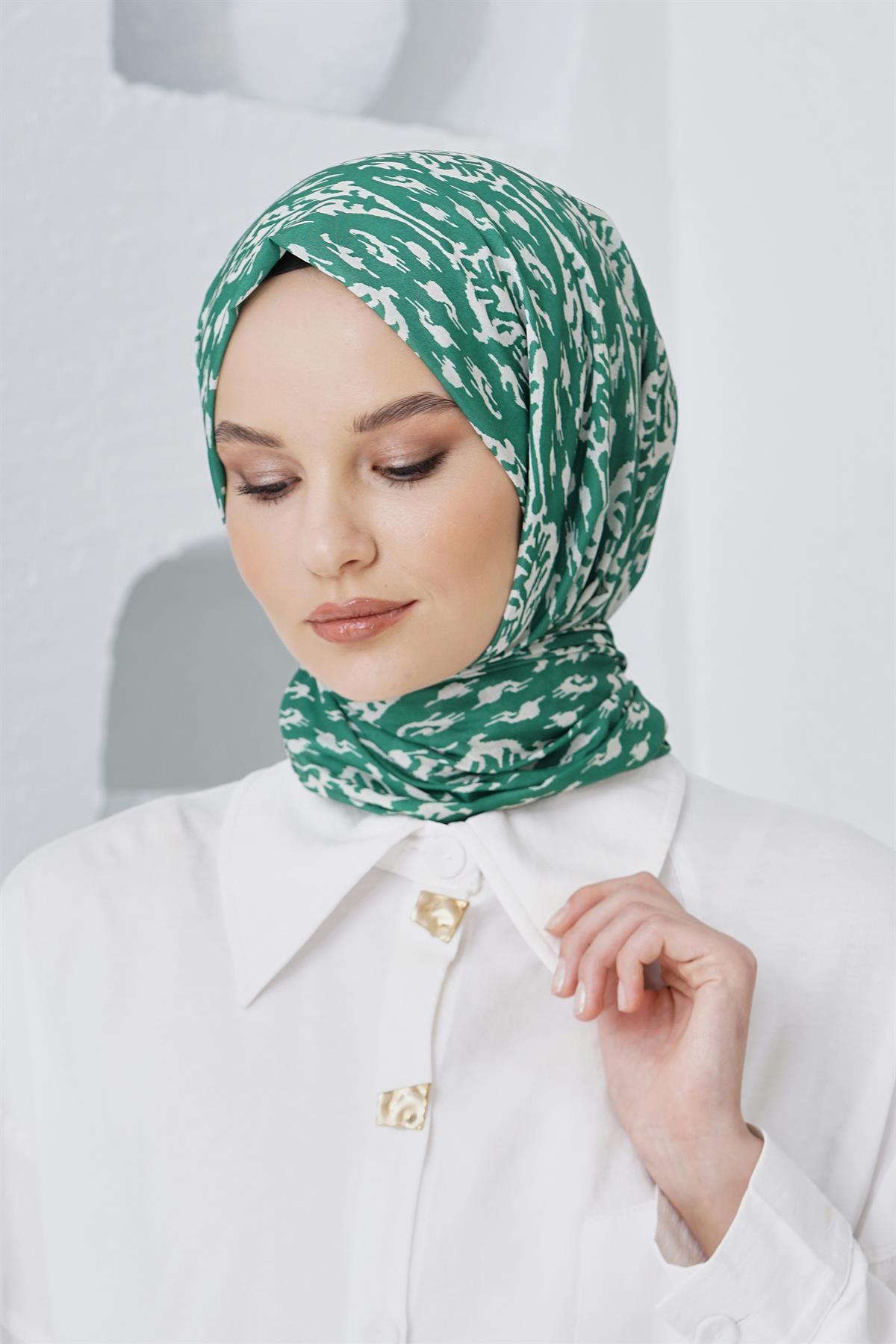 Loryan Scarf Linen Keten Karışımlı Pamuklu Çini Desenli Şal Benetton
