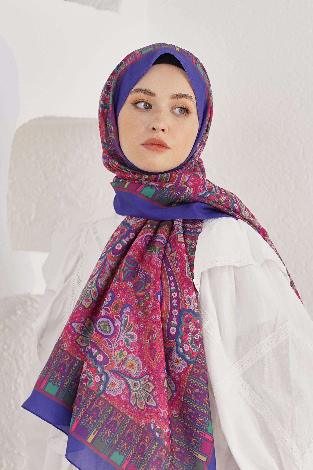 Loryan Scarf Linen Şal - Linen Harmony Pamuk Keten Şal 4298 Saks