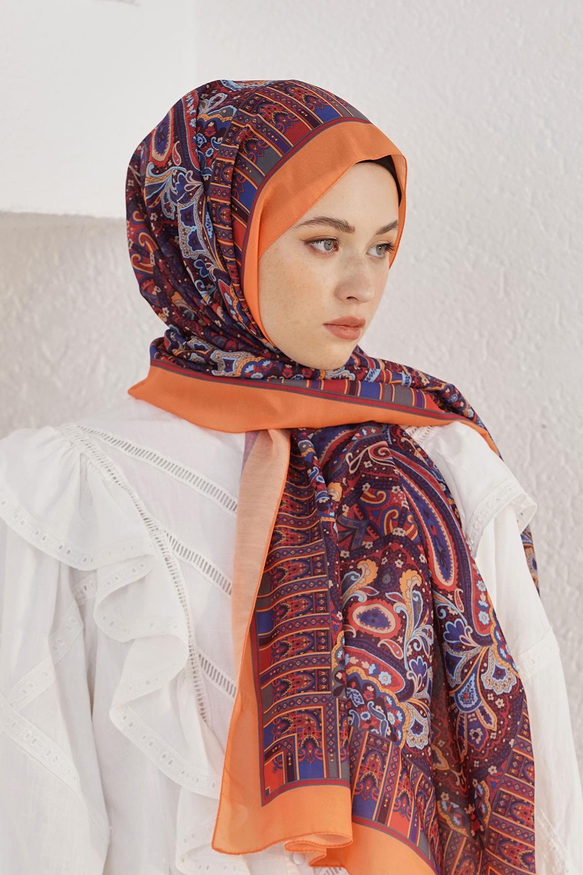 Loryan Scarf Linen Şal - Linen Harmony Pamuk Keten Şal 4298 Orange