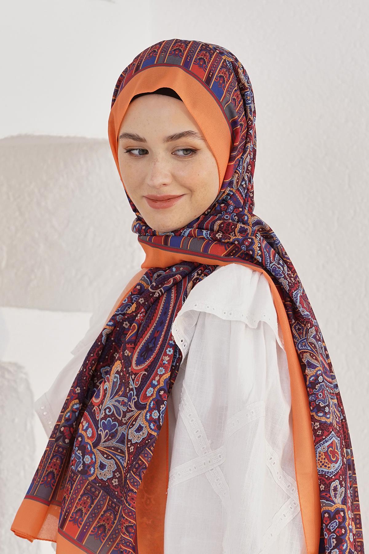 Loryan Scarf Linen Şal - Linen Harmony Pamuk Keten Şal 4298 Orange