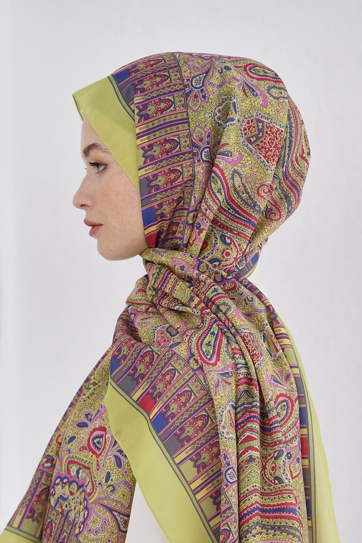 Loryan Scarf Linen Şal - Linen Harmony Pamuk Keten Şal 4298 Fıstık Yeşili