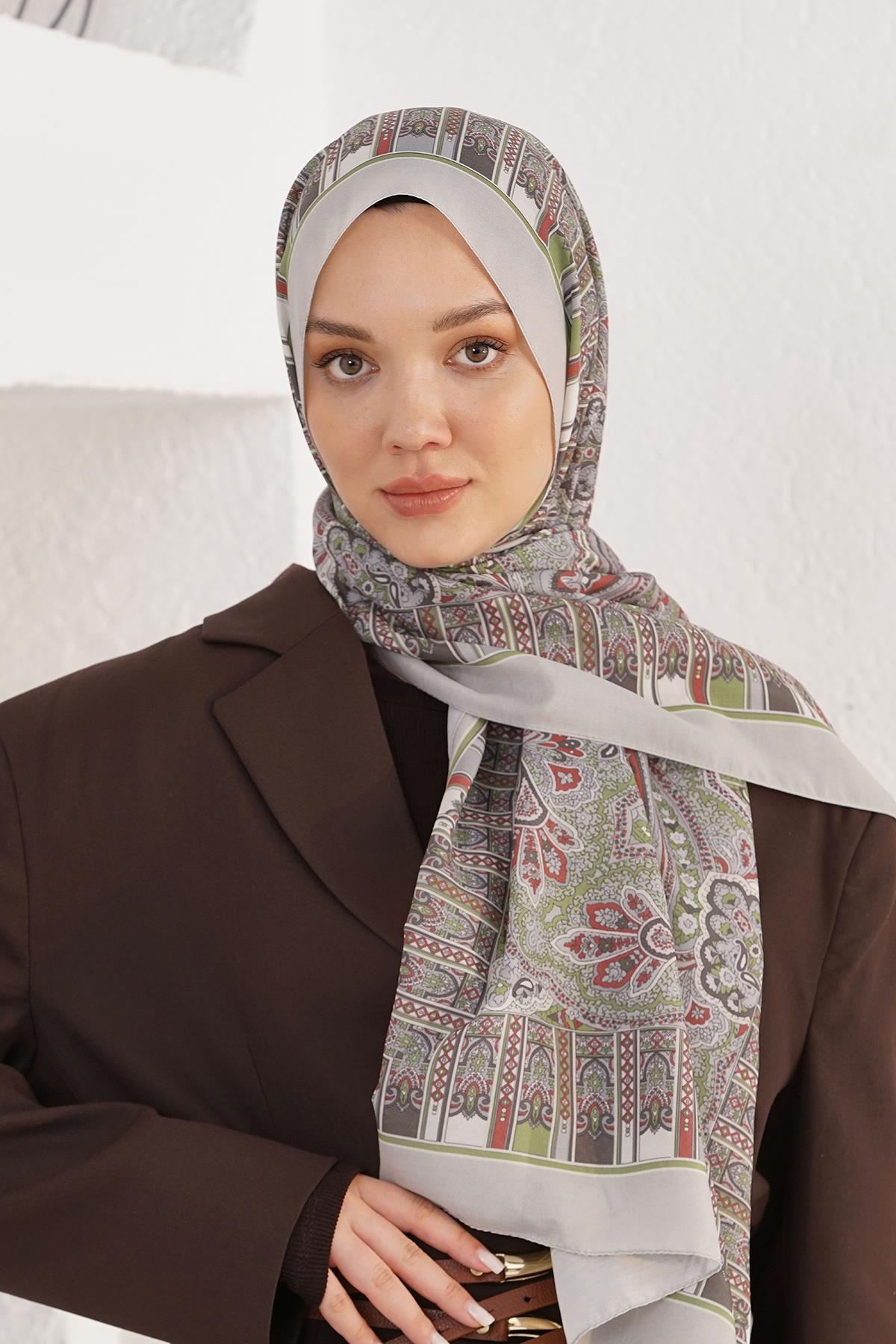 Loryan Scarf Linen Şal - Linen Harmony Pamuk Keten Şal 4298 Gri