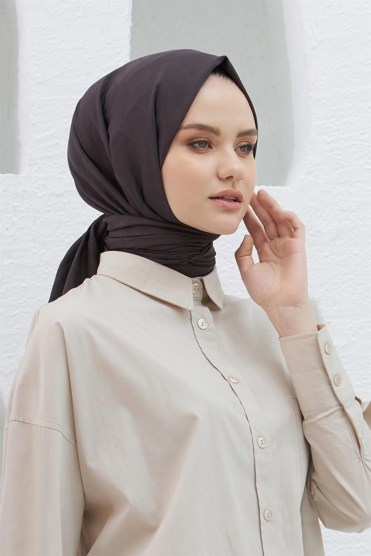 Loryan Scarf Logo Desen, Jakarlı Pamuklu Şal Acı Kahve