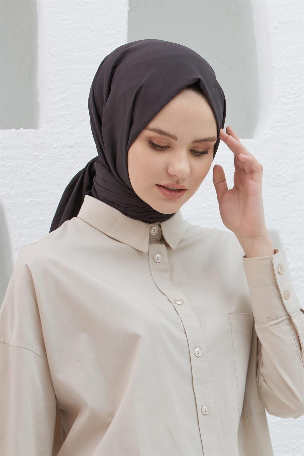 Loryan Scarf Logo Desen, Jakarlı Pamuklu Şal Acı Kahve