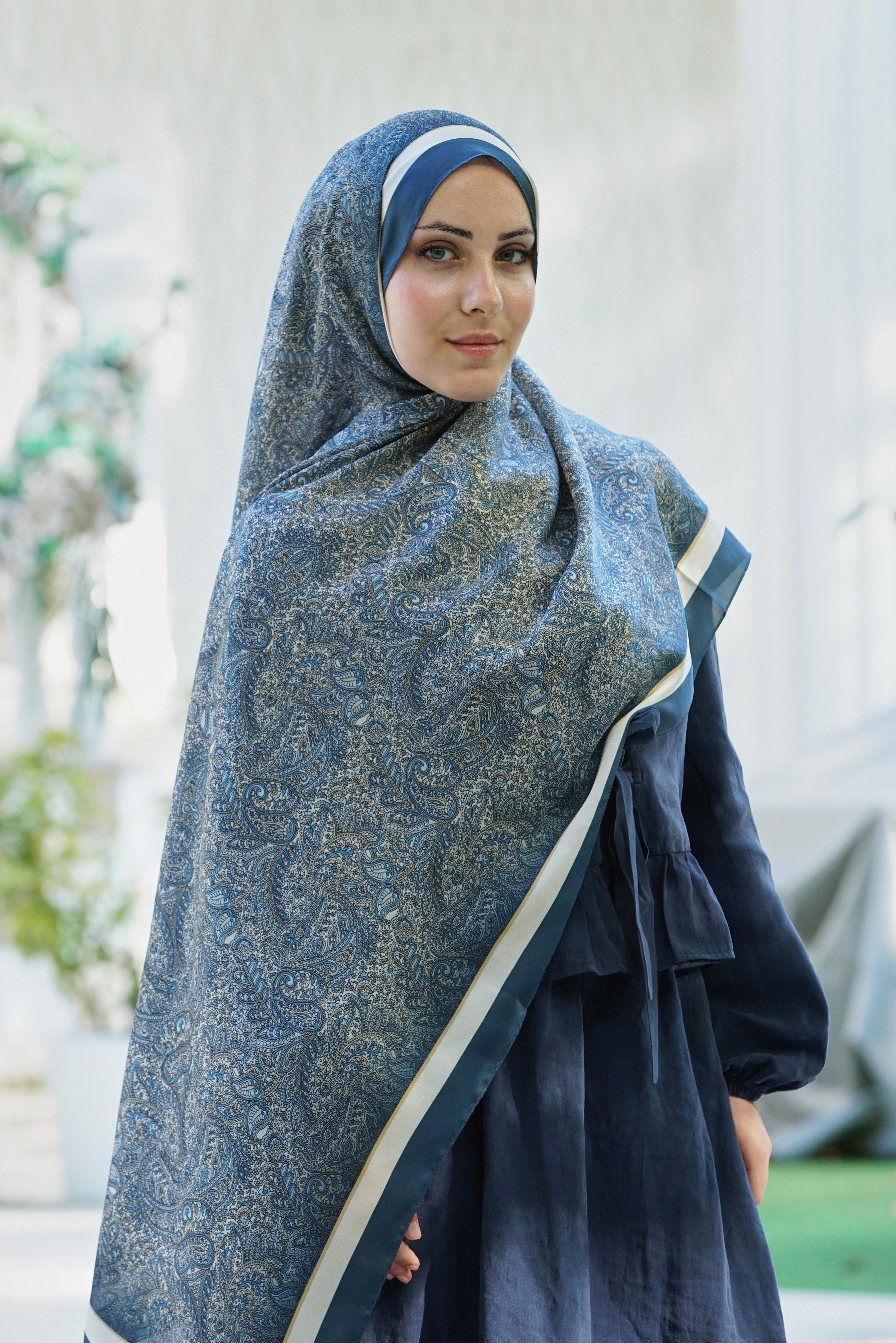 Loryan Scarf Zerre Degrade Etnik Şal -  Petrol