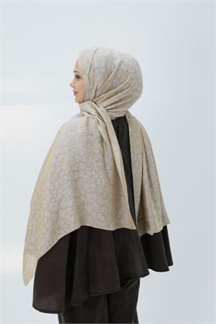 Aria Leopar Şal Gold - Bej