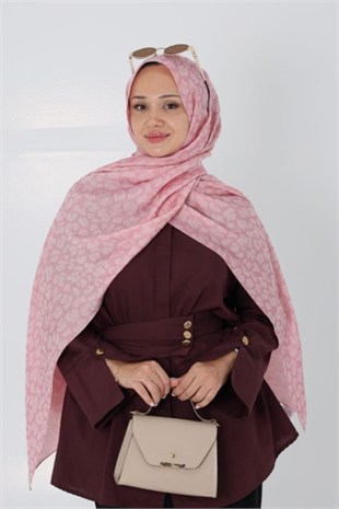 Aria Leopar Şal Şeker Pembe