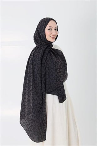 Aria Leopar Şal Siyah - Kahve