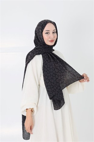 Aria Leopar Şal Siyah - Kahve