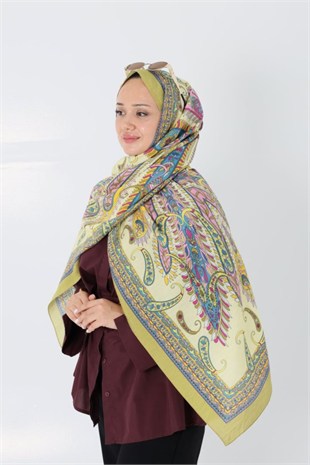 Diamond Mimoza Şal Fıstık Yeşili - Bej 
