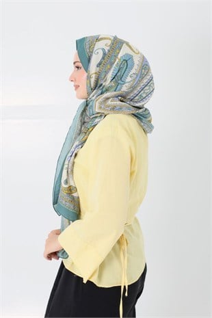 Diamond Mimoza Şal Fıstık Yeşili - Lila 
