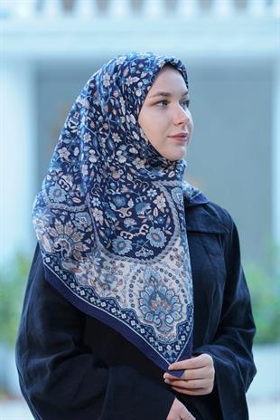 Loryan Scarf Dıamond  Adel Eşarp - Lacivert/Ekru