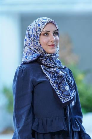 Loryan Scarf Dıamond  Adel Eşarp - Lacivert/Saks