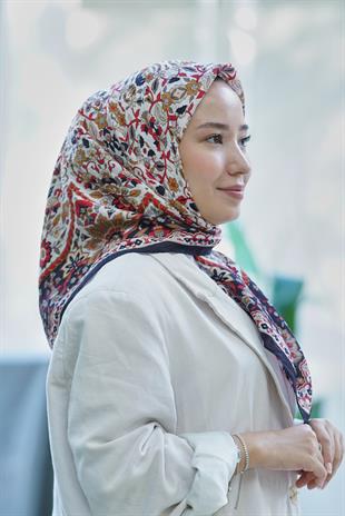 Loryan Scarf Dıamond  Adel Eşarp - Siyah/Kırmızı