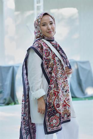 Loryan Scarf Dıamond  Adel Eşarp - Siyah/Kırmızı